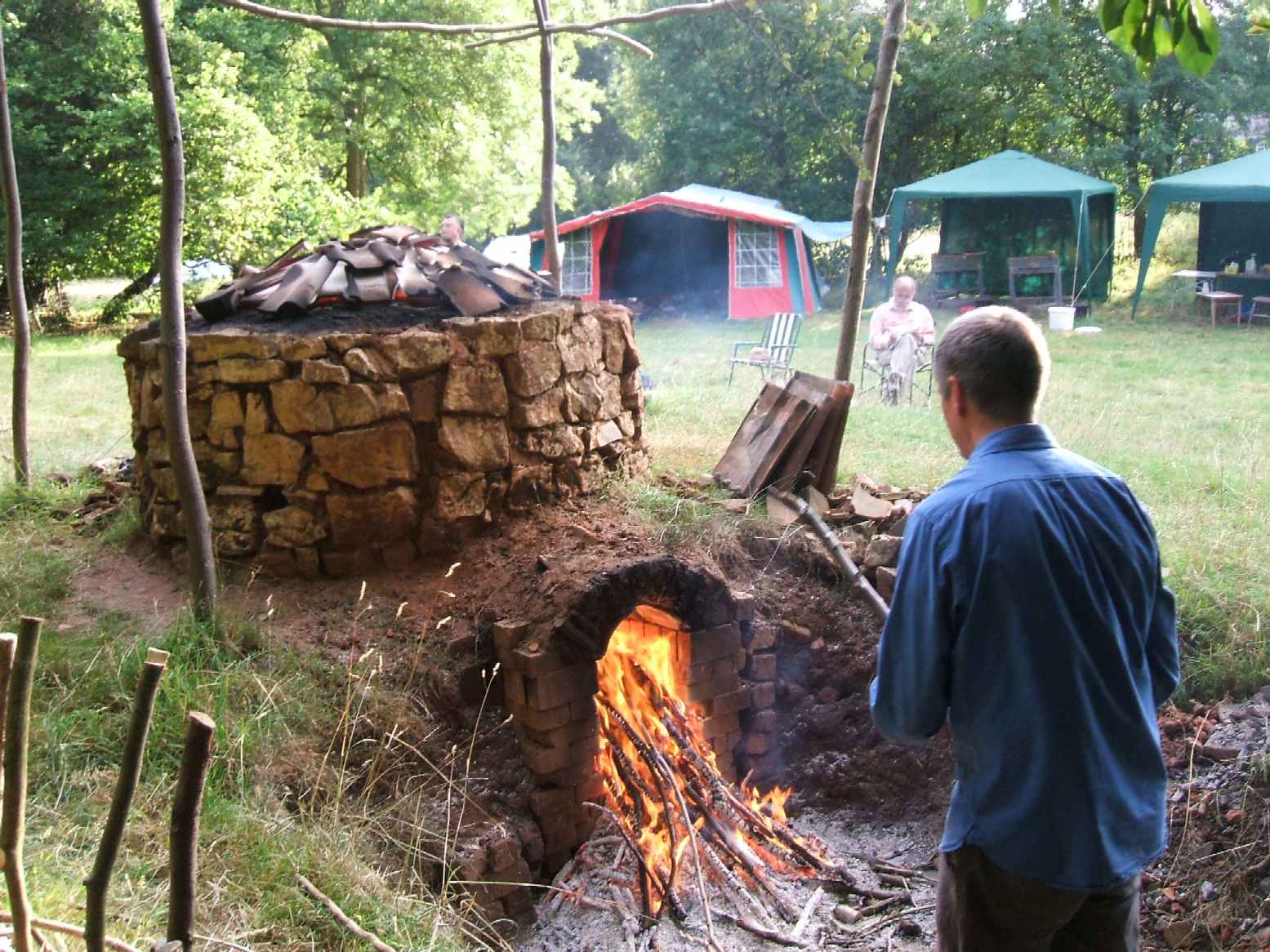 Simon stoking the kiln