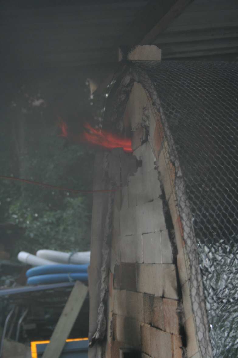 flame from the vent immediately after stoking
